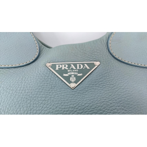 21 - PRADA TOTE BAG, canvas with embroidered front jacquard logo and leather begonia colour trims, handle... 