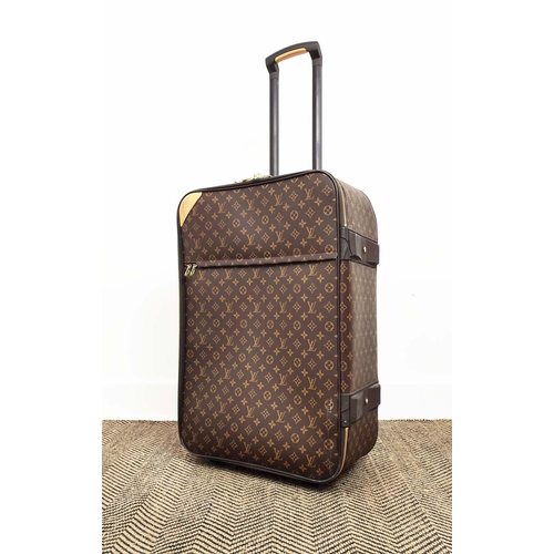 22 - LOUIS VUITTON PEGASE TROLLEY, monogram coated canvas with leather trims, handles, name tag, gold ton... 