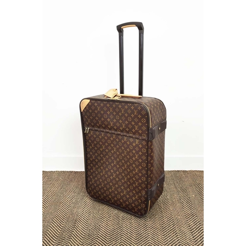 22 - LOUIS VUITTON PEGASE TROLLEY, monogram coated canvas with leather trims, handles, name tag, gold ton... 