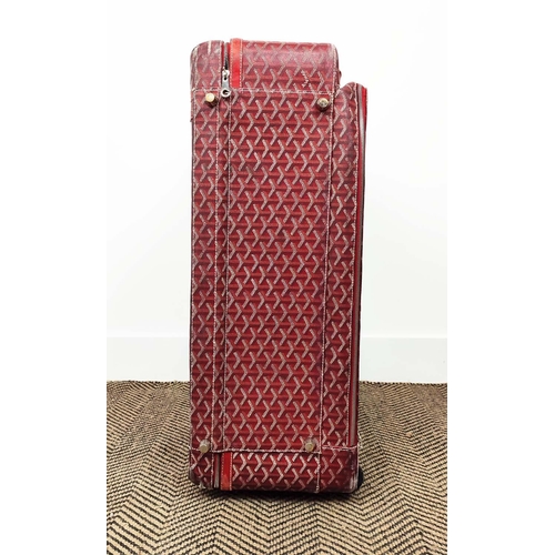 3 - GOYARD TROLLEY, iconic Goyardine red coated canvas exterior with leather trimming and handles, retra... 