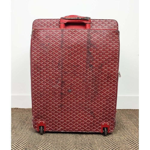 3 - GOYARD TROLLEY, iconic Goyardine red coated canvas exterior with leather trimming and handles, retra... 