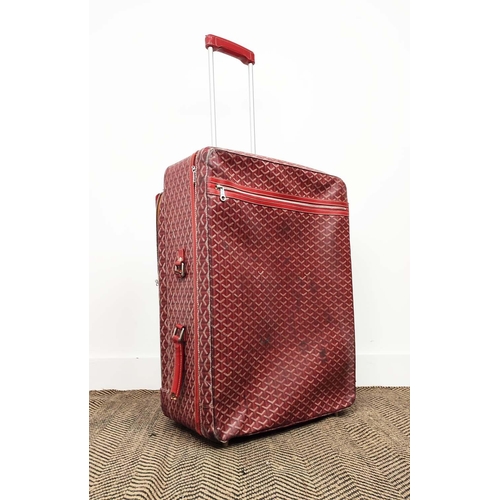 3 - GOYARD TROLLEY, iconic Goyardine red coated canvas exterior with leather trimming and handles, retra... 