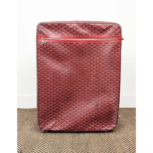 3 - GOYARD TROLLEY, iconic Goyardine red coated canvas exterior with leather trimming and handles, retra... 