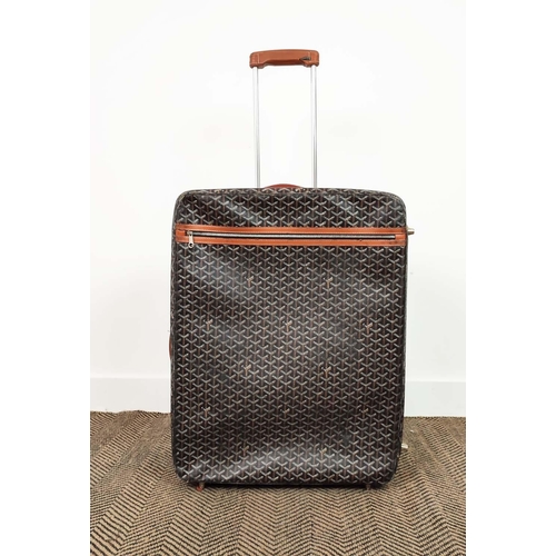 30 - GOYARD TROLLEY, iconic Goyardine black coated canvas exterior with leather trimming and handles, ret... 