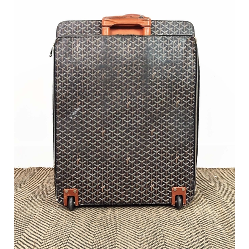 30 - GOYARD TROLLEY, iconic Goyardine black coated canvas exterior with leather trimming and handles, ret... 