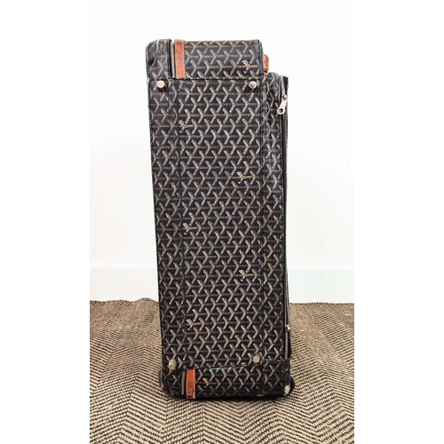 30 - GOYARD TROLLEY, iconic Goyardine black coated canvas exterior with leather trimming and handles, ret... 