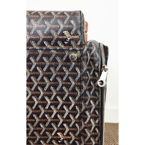 30 - GOYARD TROLLEY, iconic Goyardine black coated canvas exterior with leather trimming and handles, ret... 