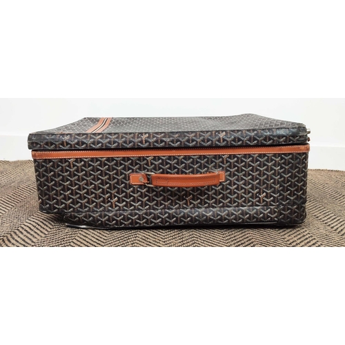 30 - GOYARD TROLLEY, iconic Goyardine black coated canvas exterior with leather trimming and handles, ret... 