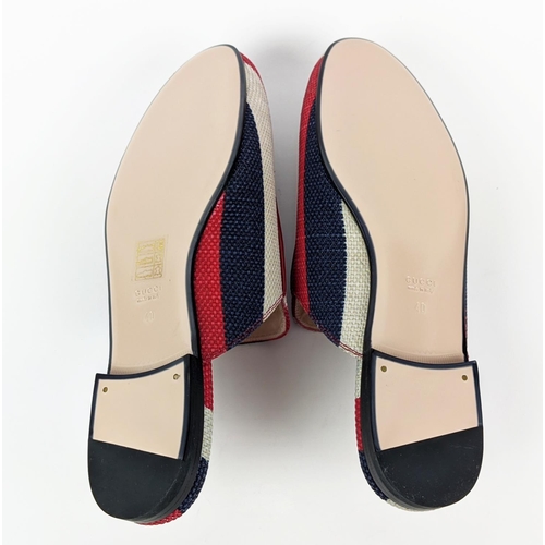 31 - GUCCI PRINCETOWN STRIPED HORSEBIT MULES, red, blue and white canvas, made in Italy, size 40 with box... 