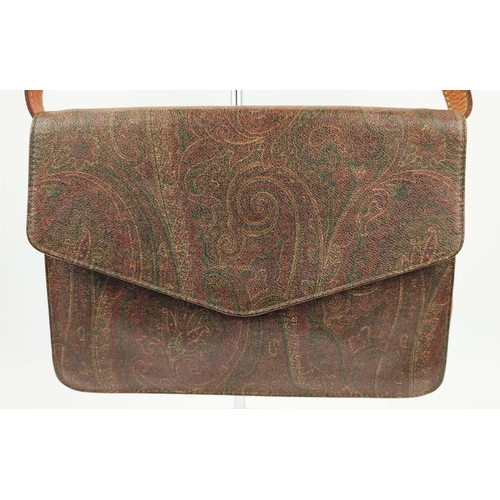 36 - ETRO VINTAGE BAG, iconic paisley print coated canvas with leather trims and adjustable crossbody str... 