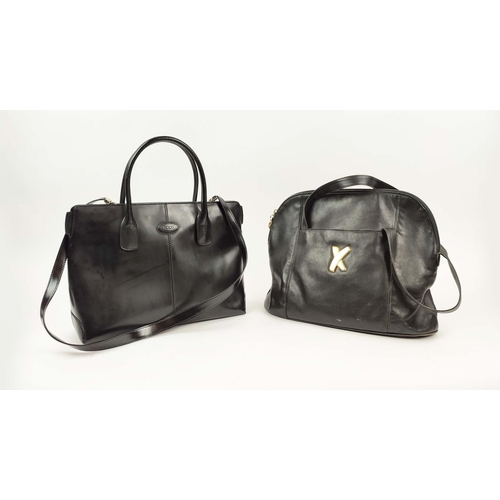 50 - PALOMA PICASSO VINTAGE BAG, black leather with gold tone hardware, top zip closure and double handle... 