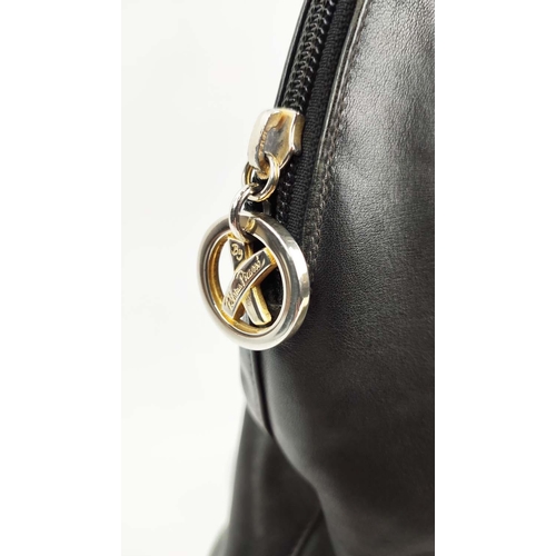 50 - PALOMA PICASSO VINTAGE BAG, black leather with gold tone hardware, top zip closure and double handle... 