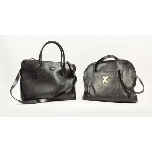 50 - PALOMA PICASSO VINTAGE BAG, black leather with gold tone hardware, top zip closure and double handle... 