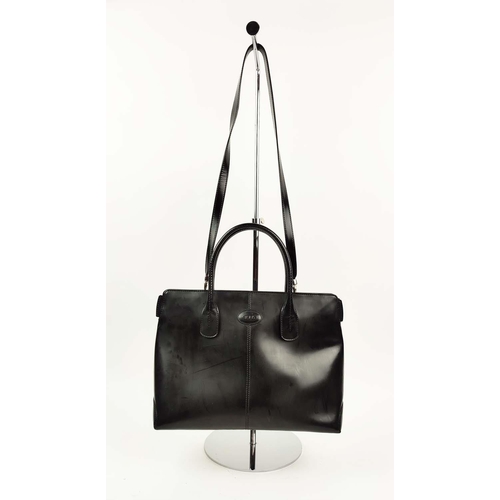 50 - PALOMA PICASSO VINTAGE BAG, black leather with gold tone hardware, top zip closure and double handle... 