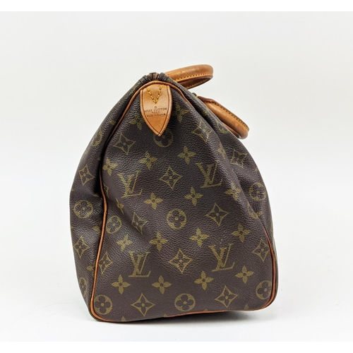 59 - LOUIS VUITTON VINTAGE SPEEDY 35 BAG, monogram coated canvas with leather trims and handles gold bras... 