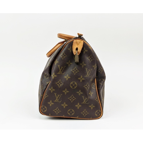 59 - LOUIS VUITTON VINTAGE SPEEDY 35 BAG, monogram coated canvas with leather trims and handles gold bras... 