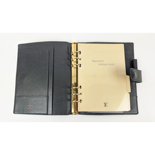 61 - LOUIS VUITTON BLACK EPI LEATHER SET, including address book cover 19cm x 23cm, agenda/notebook cover... 