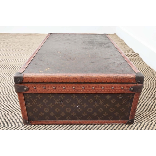 7 - LOUIS VUITTON VINTAGE HARD SUITCASE, monogrammed with leather handles and trims main compartment wit... 