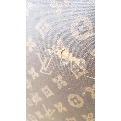 7 - LOUIS VUITTON VINTAGE HARD SUITCASE, monogrammed with leather handles and trims main compartment wit... 