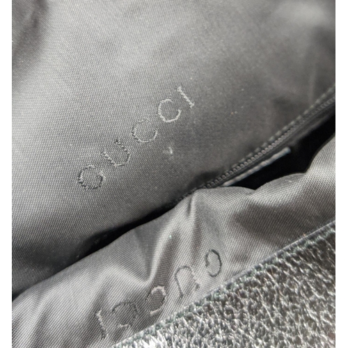 72 - GUCCI NYLON SHOULDER BAG, with leather trims and top single handle, silver tone hardware, push lock ... 