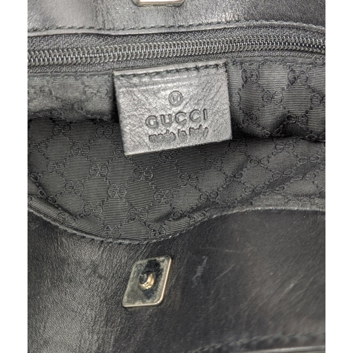 72 - GUCCI NYLON SHOULDER BAG, with leather trims and top single handle, silver tone hardware, push lock ... 