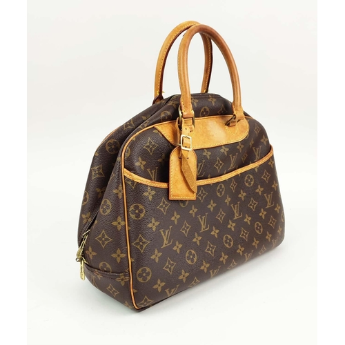 73 - LOUIS VUITTON VINTAGE DEAUVILLE BAG, monogram coated canvas with leather handles, trims, name tag, g... 