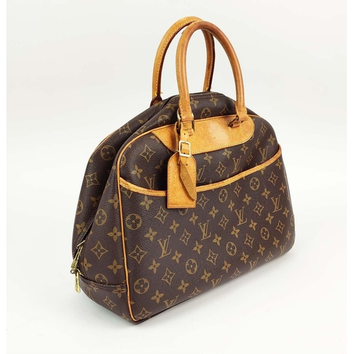 73 - LOUIS VUITTON VINTAGE DEAUVILLE BAG, monogram coated canvas with leather handles, trims, name tag, g... 