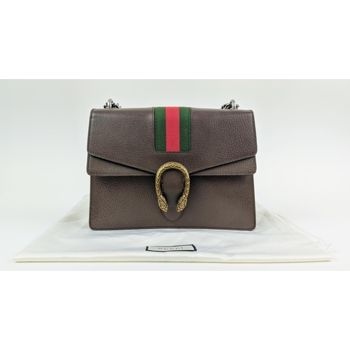 79 - GUCCI DIONYSUS BAG, grained leather with iconic web stripes, double headed tiger arc clasp, with a c... 