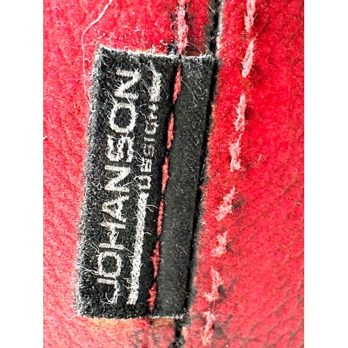 298 - JOHANSON DESGIN STOOLS, two with differing colour upholstered seats, by Leo Thafvelin. (2)