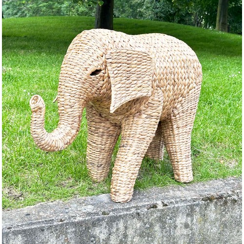 147 - ELEPHANT, vintage sea grass woven, 88cm W x 40cm D x 69cm H.