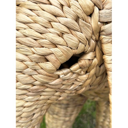 147 - ELEPHANT, vintage sea grass woven, 88cm W x 40cm D x 69cm H.