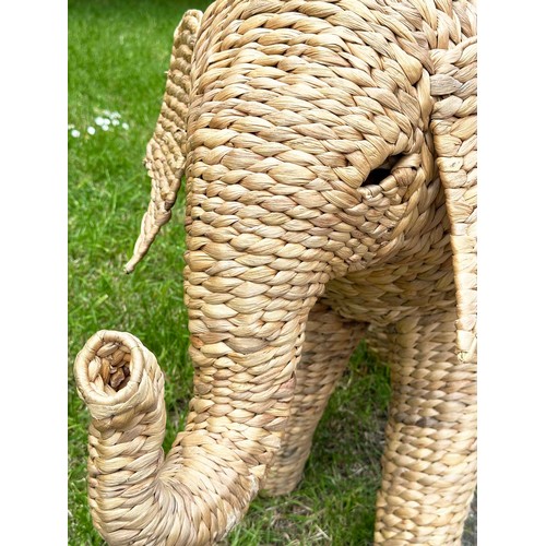 147 - ELEPHANT, vintage sea grass woven, 88cm W x 40cm D x 69cm H.