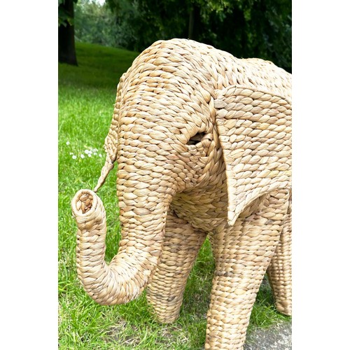 147 - ELEPHANT, vintage sea grass woven, 88cm W x 40cm D x 69cm H.