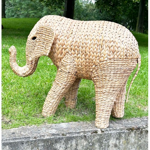 147 - ELEPHANT, vintage sea grass woven, 88cm W x 40cm D x 69cm H.