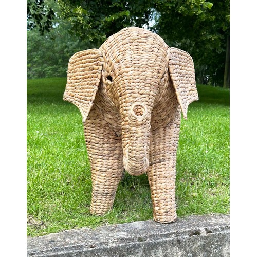 147 - ELEPHANT, vintage sea grass woven, 88cm W x 40cm D x 69cm H.