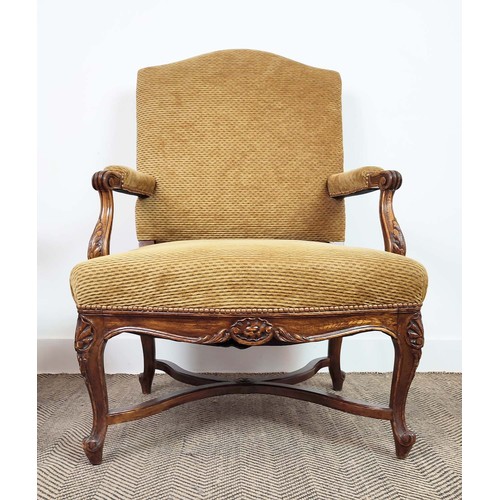 134 - FAUTEUILS, a pair, late 19th/early 20th French oak with chenille upholstery, each 73cm W x 101cm H. ... 