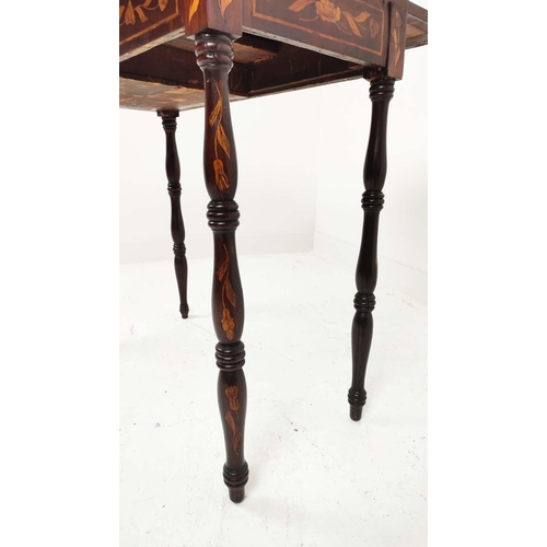 93 - CARD TABLE, 19th century Dutch mahogany and marquetry with green baize top, 77cm H x 80cm W x 39cm D... 