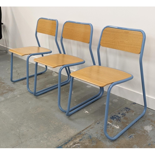 322 - NAUGHTONE BOUNCE CHAIRS, a set of nine, blue metal frames, 76cm H. (9)