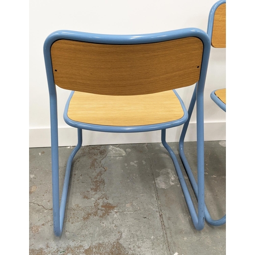 322 - NAUGHTONE BOUNCE CHAIRS, a set of nine, blue metal frames, 76cm H. (9)