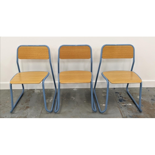 322 - NAUGHTONE BOUNCE CHAIRS, a set of nine, blue metal frames, 76cm H. (9)