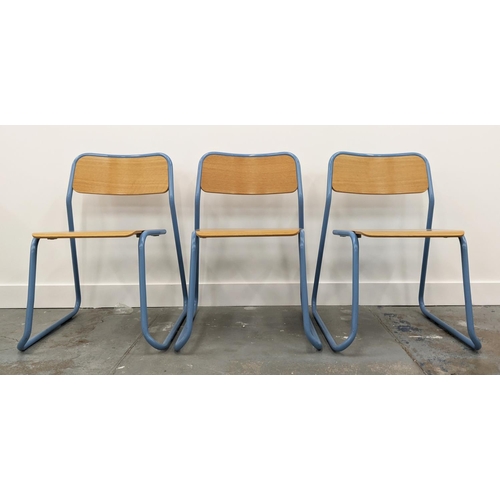 322 - NAUGHTONE BOUNCE CHAIRS, a set of nine, blue metal frames, 76cm H. (9)