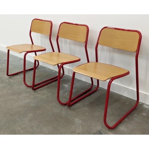 324 - NAUGHTONE BOUNCE CHAIRS, a set of ten, red metal frames, 76cm H. (10)