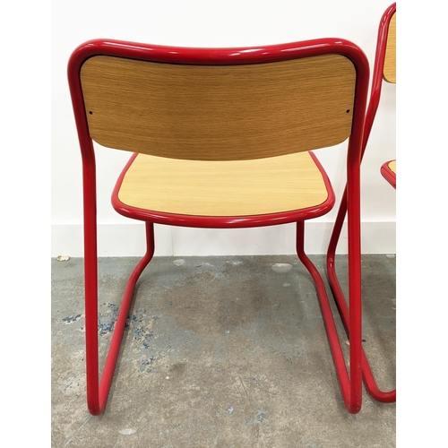 324 - NAUGHTONE BOUNCE CHAIRS, a set of ten, red metal frames, 76cm H. (10)