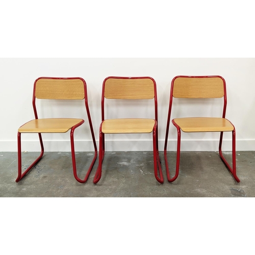 324 - NAUGHTONE BOUNCE CHAIRS, a set of ten, red metal frames, 76cm H. (10)