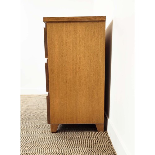 309 - CHEST OF DRAWERS, contemporary design, solid and veneer oak, with three drawers, 102cm x 46cm x 90cm... 