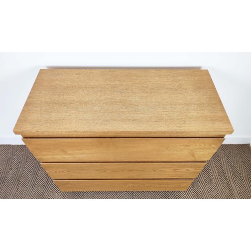 309 - CHEST OF DRAWERS, contemporary design, solid and veneer oak, with three drawers, 102cm x 46cm x 90cm... 