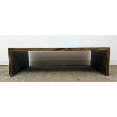 331 - ANDREW MARTIN LOW TABLE, macassar veneered, 140cm L x 80cm W x 40cm H.