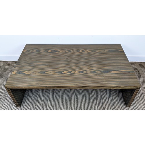 331 - ANDREW MARTIN LOW TABLE, macassar veneered, 140cm L x 80cm W x 40cm H.