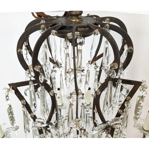 329 - CHANDELIER, 20th century French, ten branch, metal and glass, 75cm drop approx.