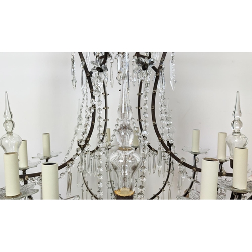 329 - CHANDELIER, 20th century French, ten branch, metal and glass, 75cm drop approx.